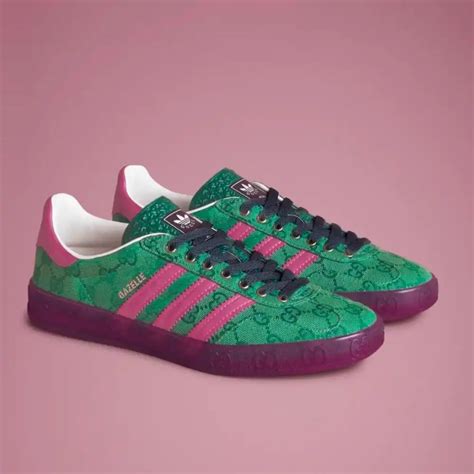 gucci adidas gazelle pink green